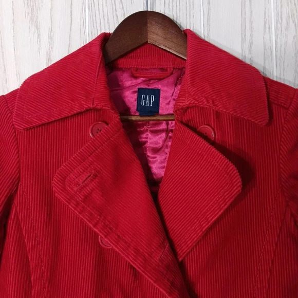 GAP Corduroy Red‎ Jacket Coat Buttons Hand Pockets Womens Size Small - Picture 5 of 10